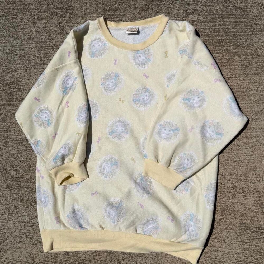 Vintage Animal Butter Yellow Cottage Soft Crewneck